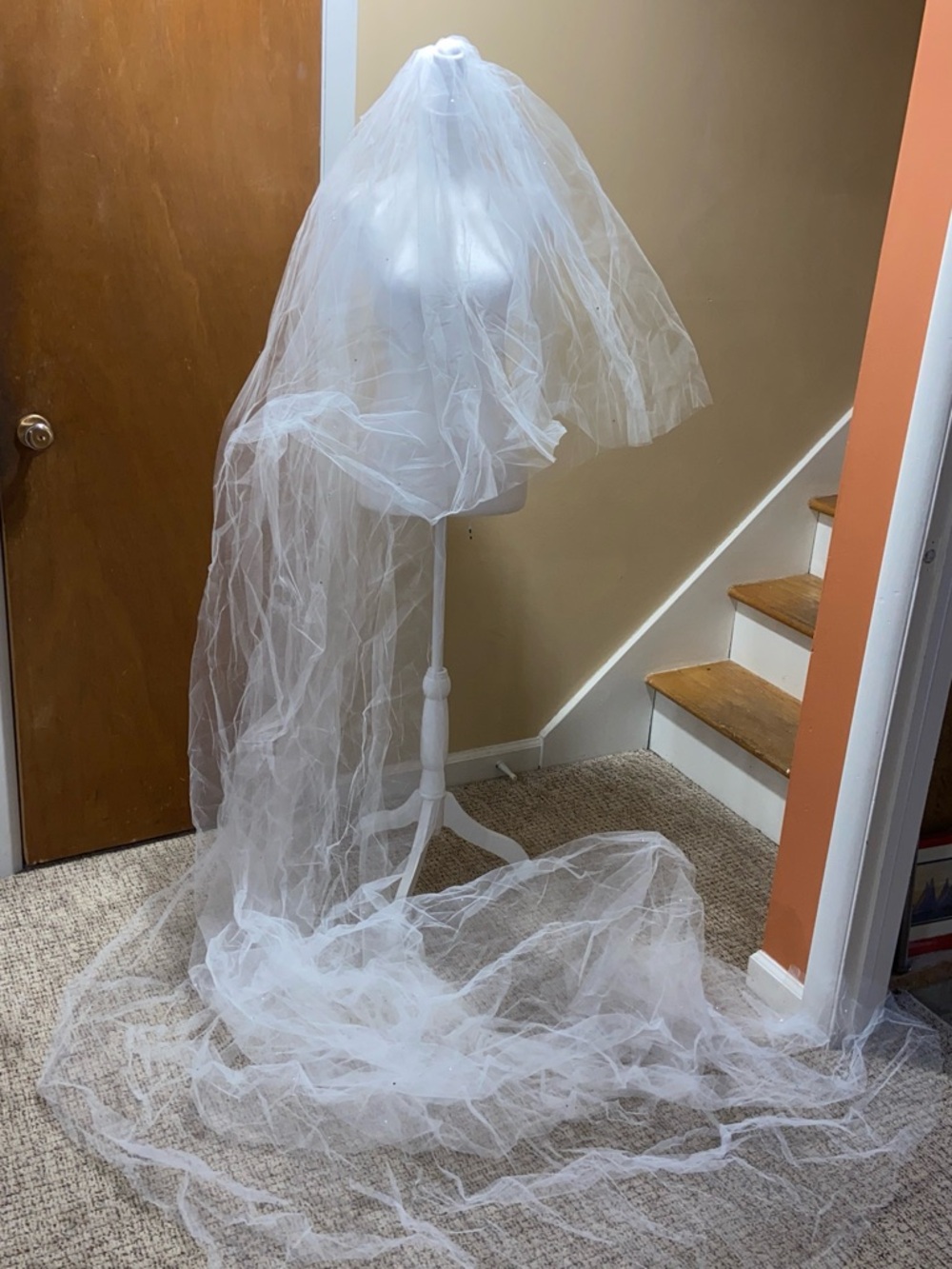 Long White Bridal Veil with Chapel Train